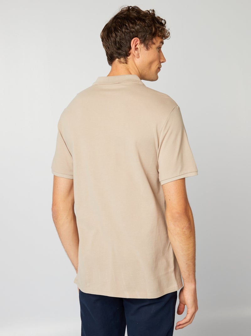 Polo de piqué de algodón beige - Kiabi