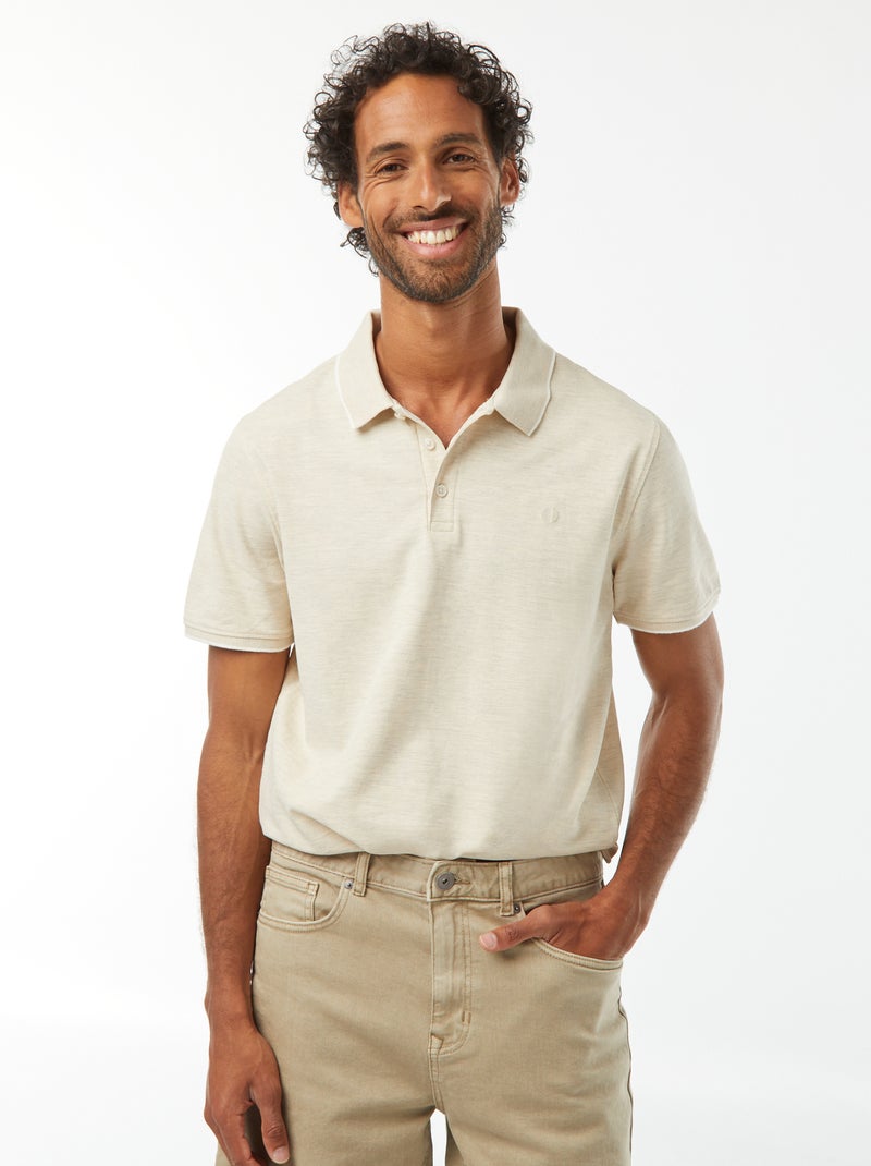 Polo de piqué de algodón Beige - Kiabi