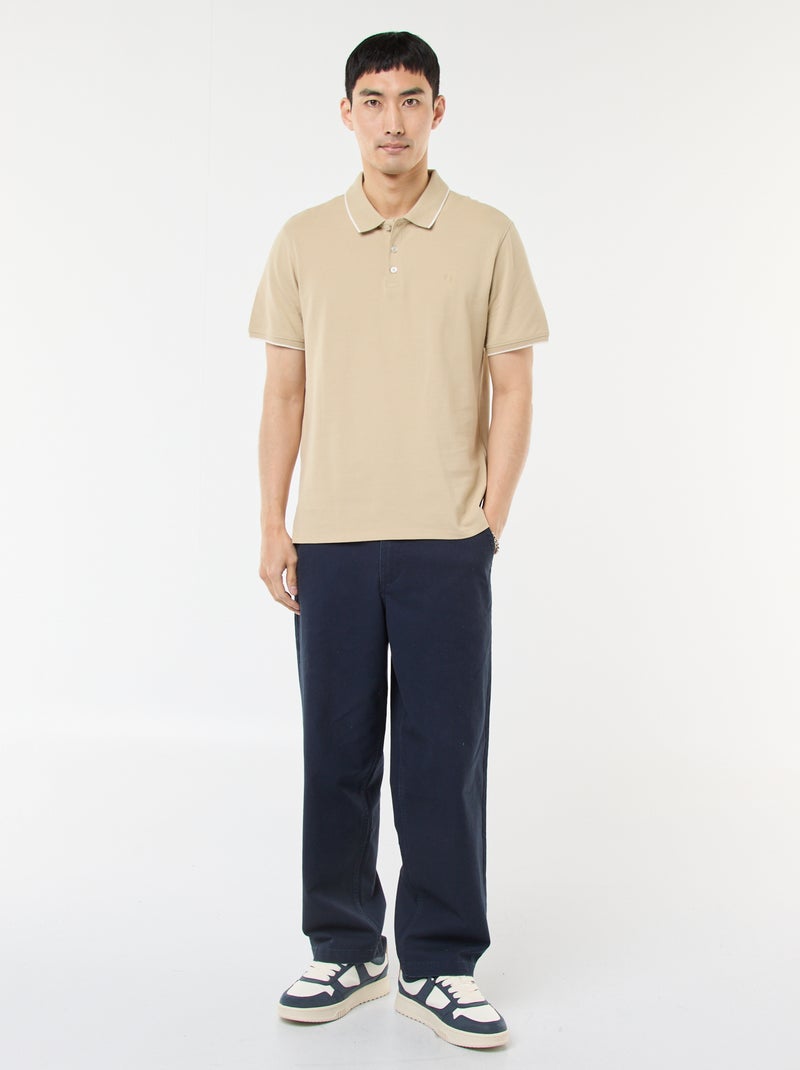 Polo de piqué de algodón Beige - Kiabi