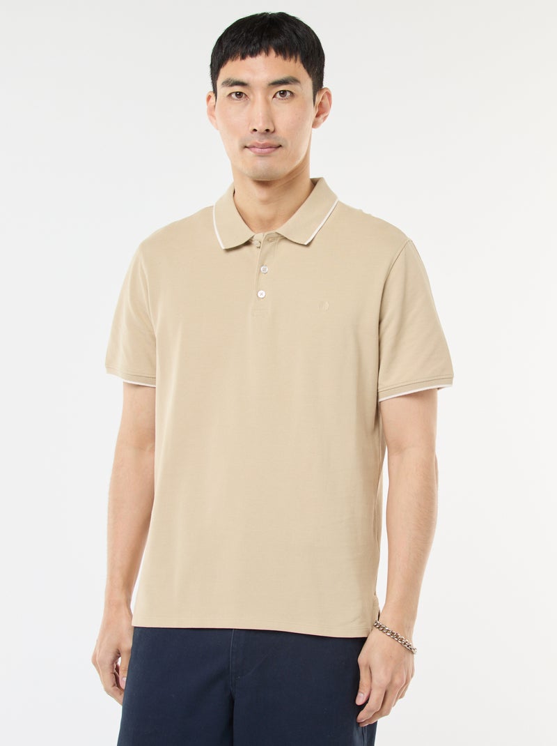 Polo de piqué de algodón Beige - Kiabi
