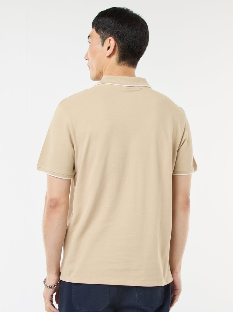 Polo de piqué de algodón Beige - Kiabi