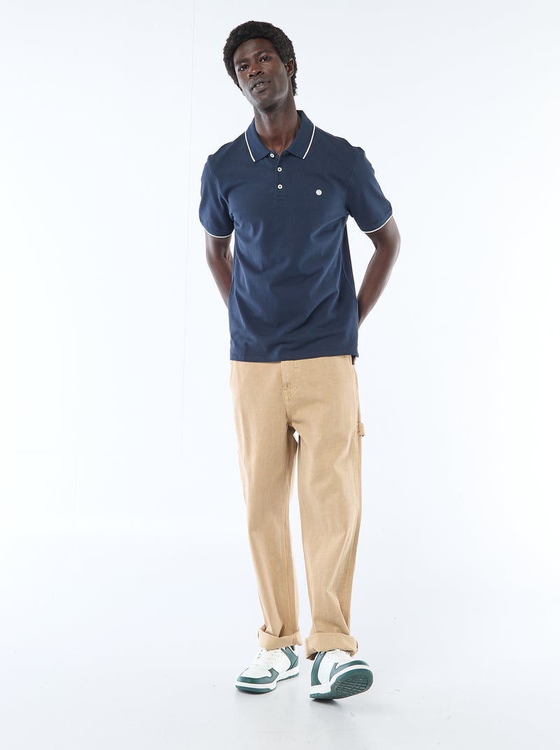 Polo de piqué de algodón Beige - Kiabi