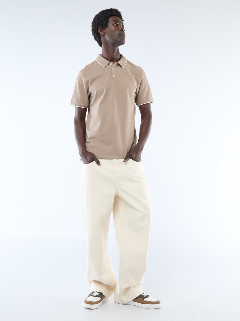 Polo de piqué de algodón Beige - Kiabi