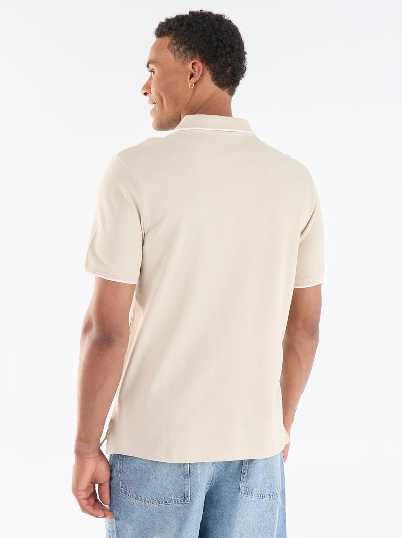 Polo de piqué de algodón Beige - Kiabi