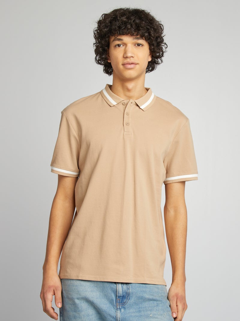 Polo de piqué de algodón BEIGE - Kiabi