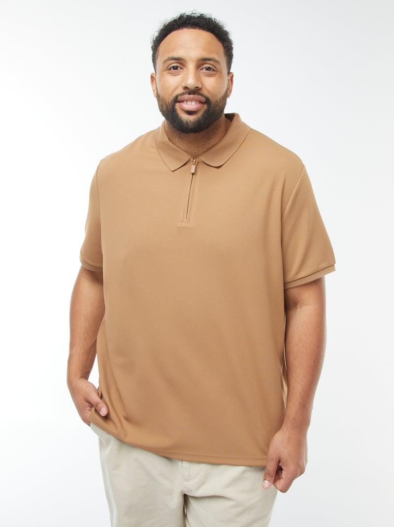 Polo de piqué de algodón Beige - Kiabi