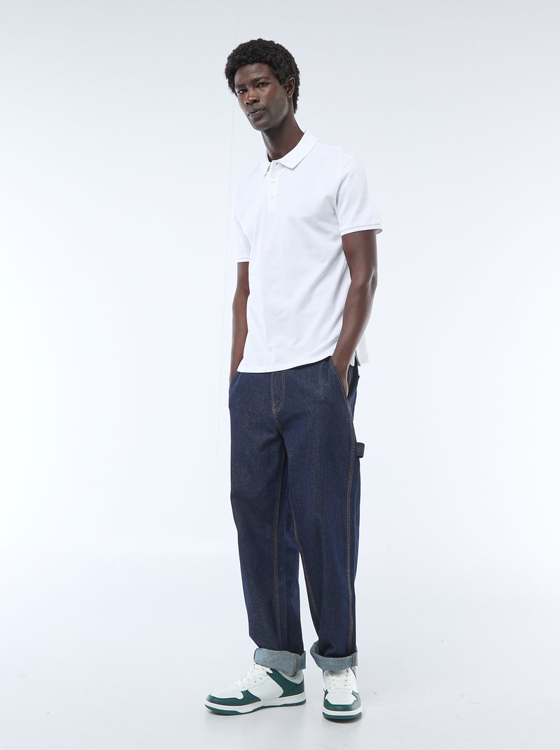 Polo de piqué de algodón blanco - Kiabi