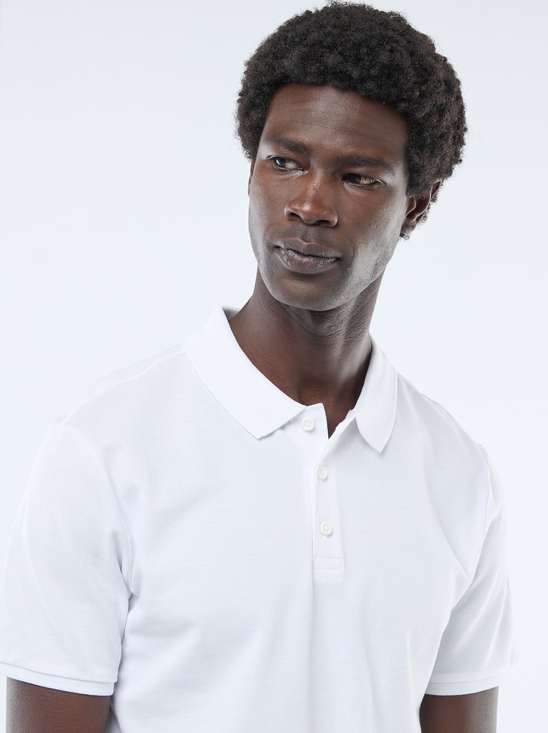 Polo de piqué de algodón blanco - Kiabi