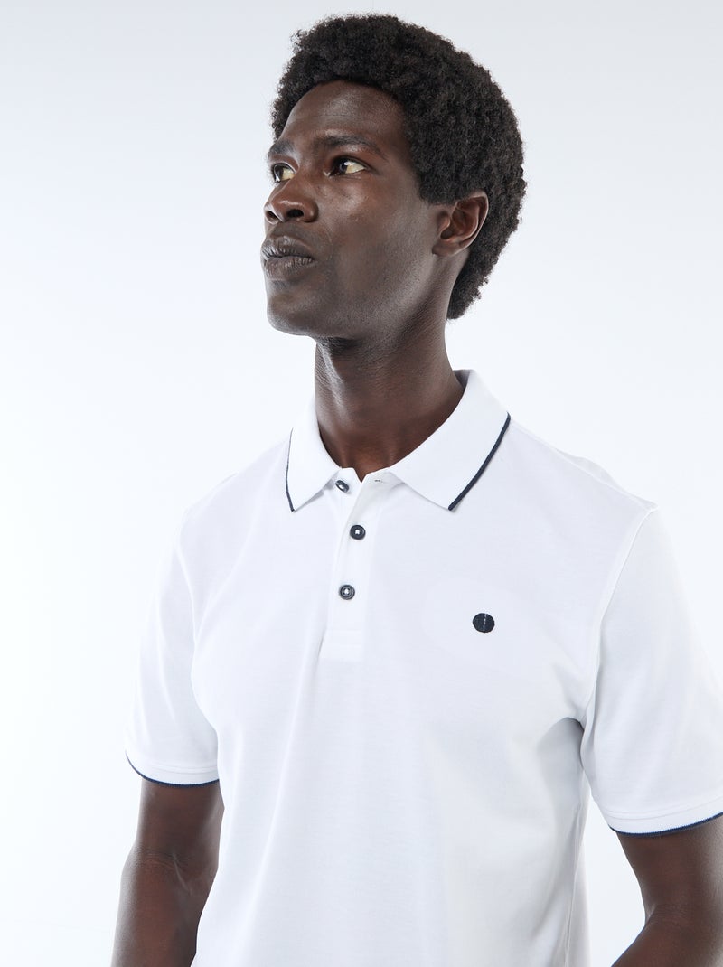Polo de piqué de algodón Blanco - Kiabi