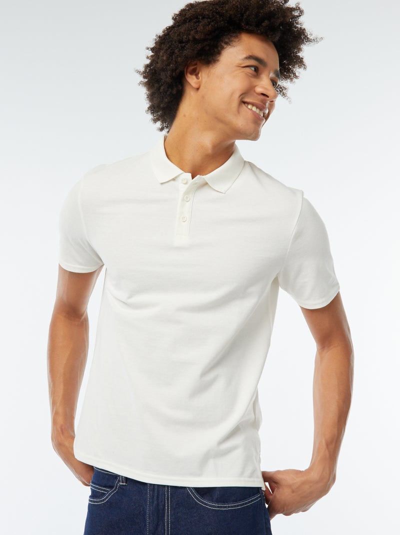 Polo de piqué de algodón BLANCO - Kiabi