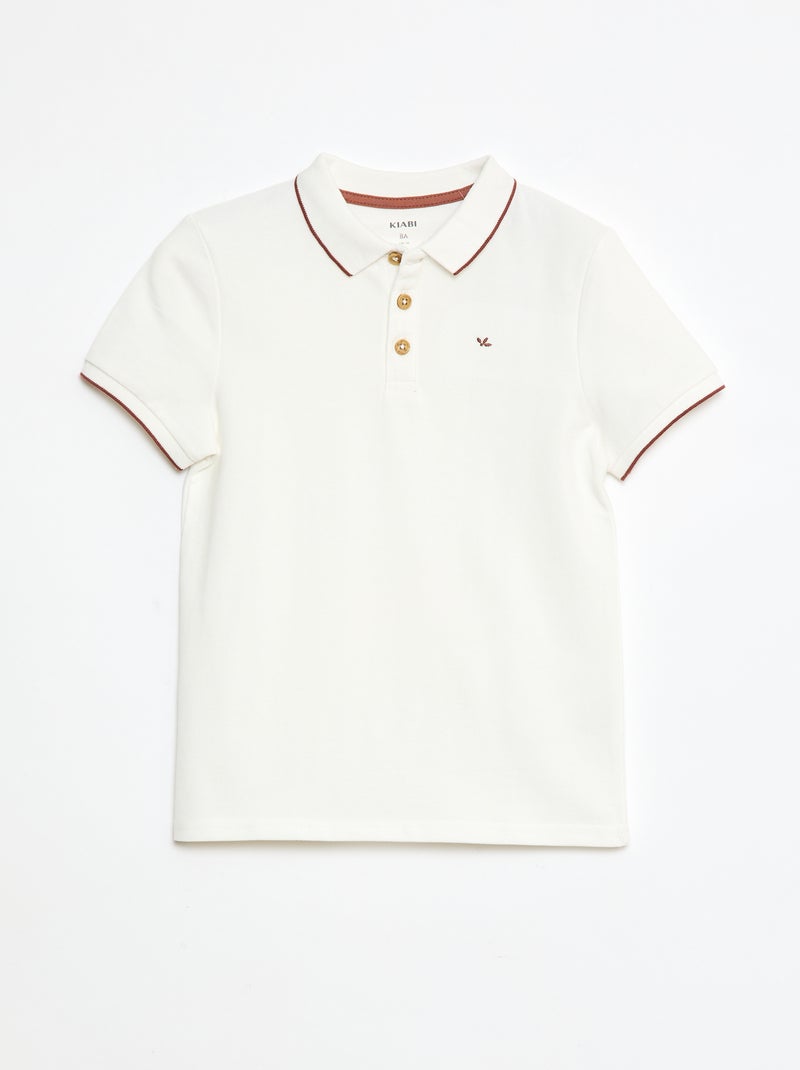 Polo de piqué de algodón Blanco - Kiabi