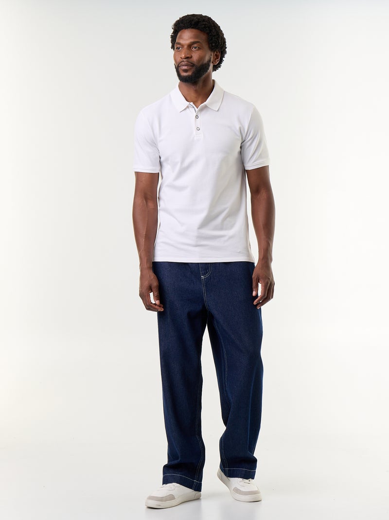 Polo de piqué de algodón Blanco - Kiabi