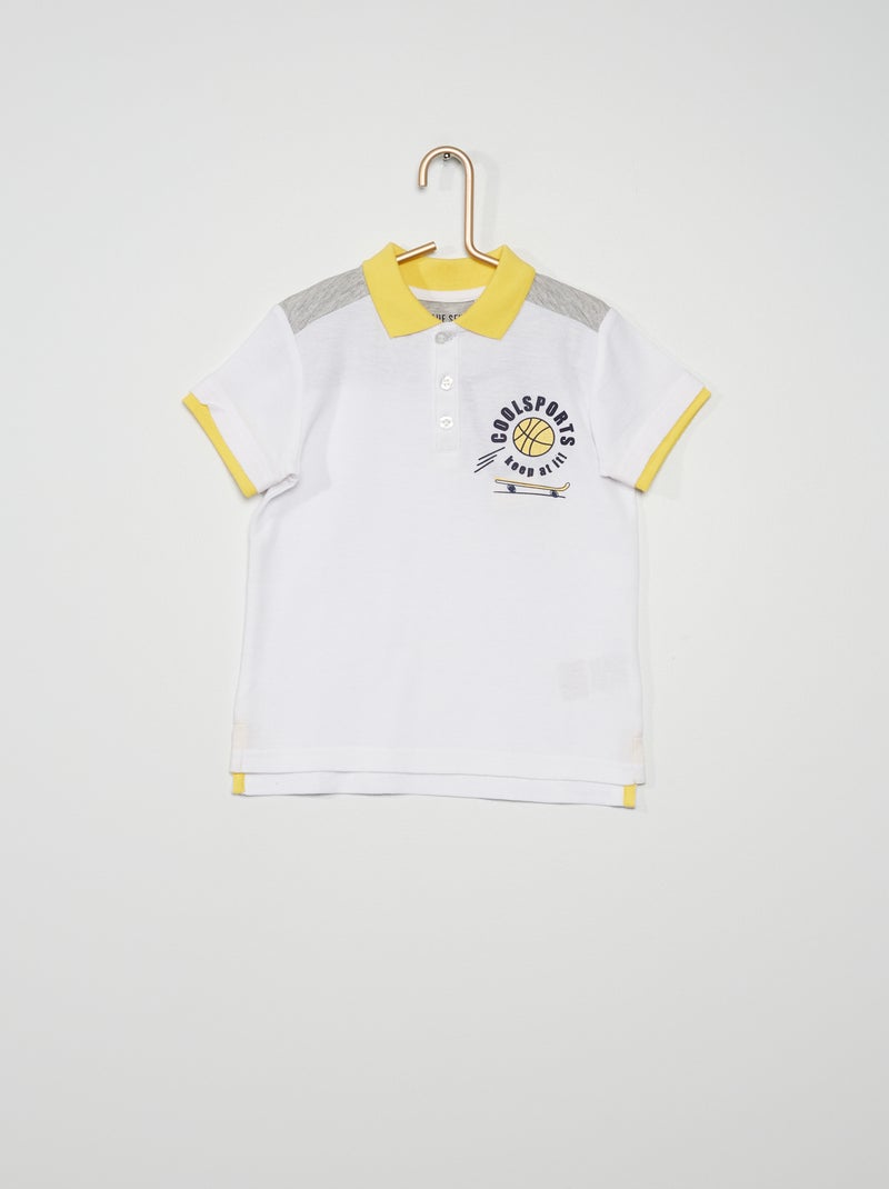 Polo de piqué de algodón blanco - Kiabi