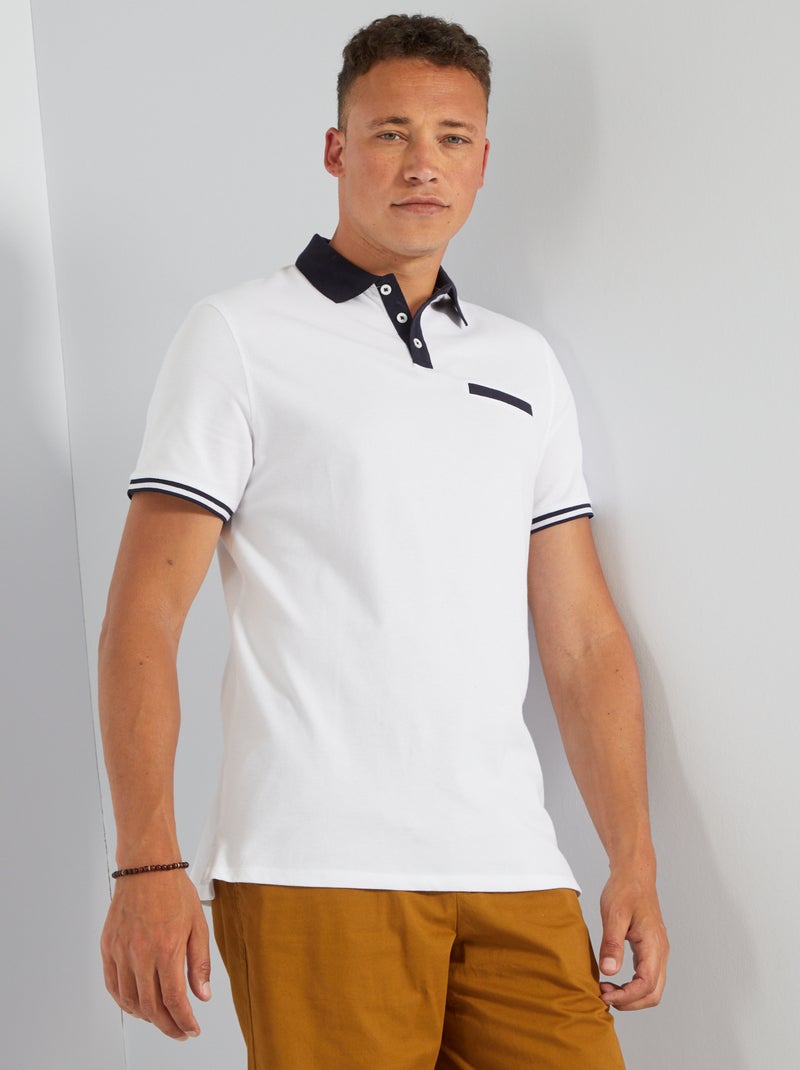 Polo de piqué de algodón Blanco - Kiabi