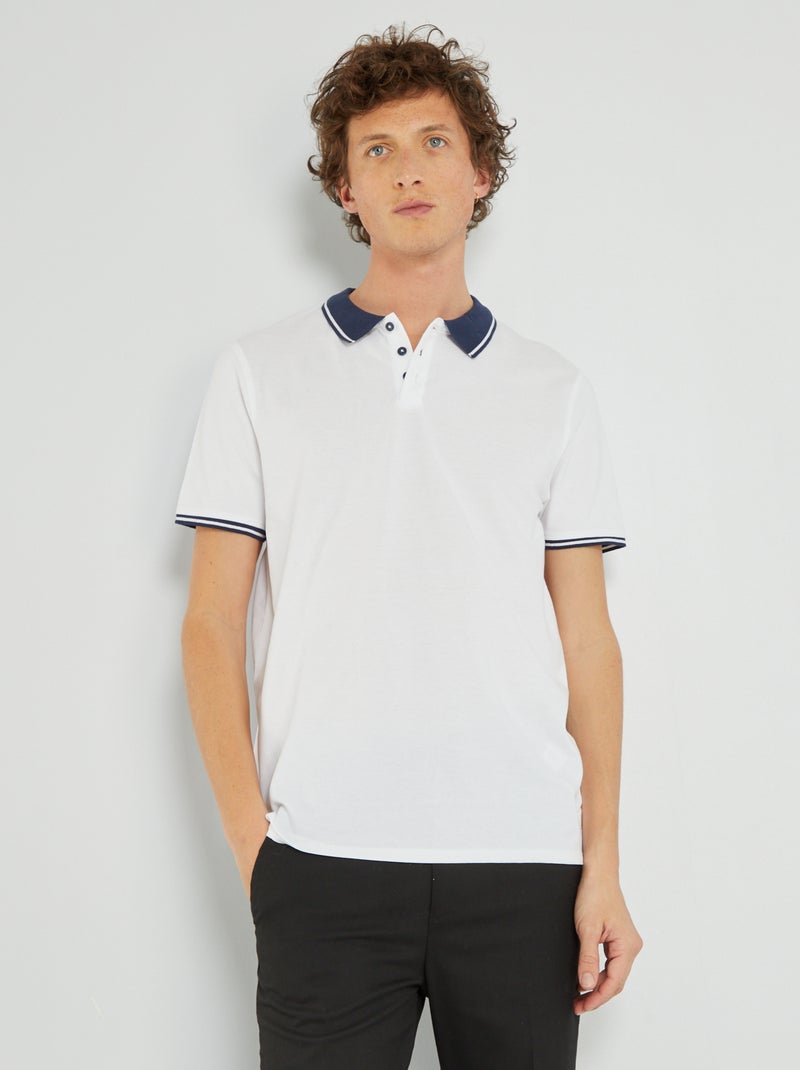 Polo de piqué de algodón Blanco - Kiabi