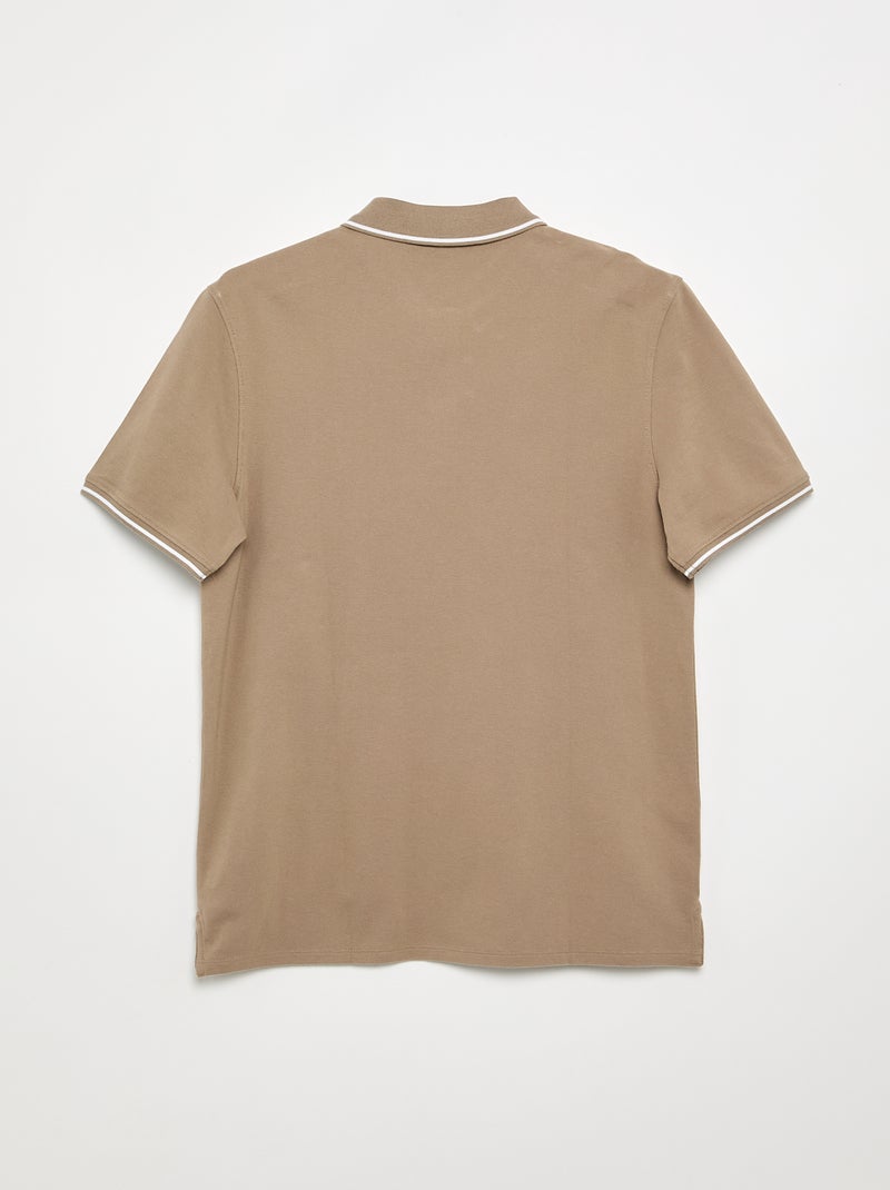 Polo de piqué de algodón con bordado en el pecho Beige - Kiabi