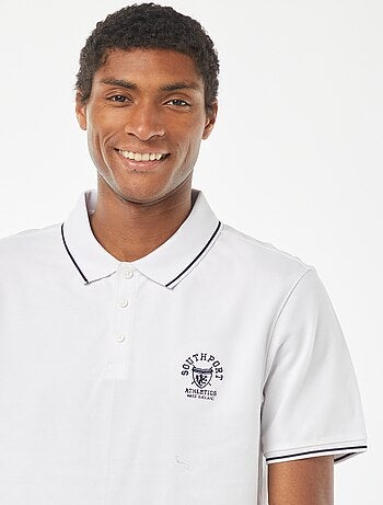 Polo de piqué de algodón con bordado en el pecho