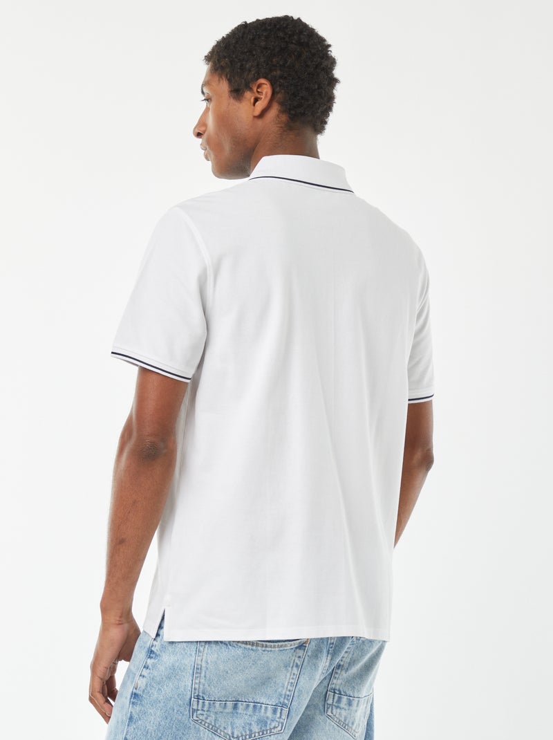 Polo de piqué de algodón con bordado en el pecho BLANCO - Kiabi