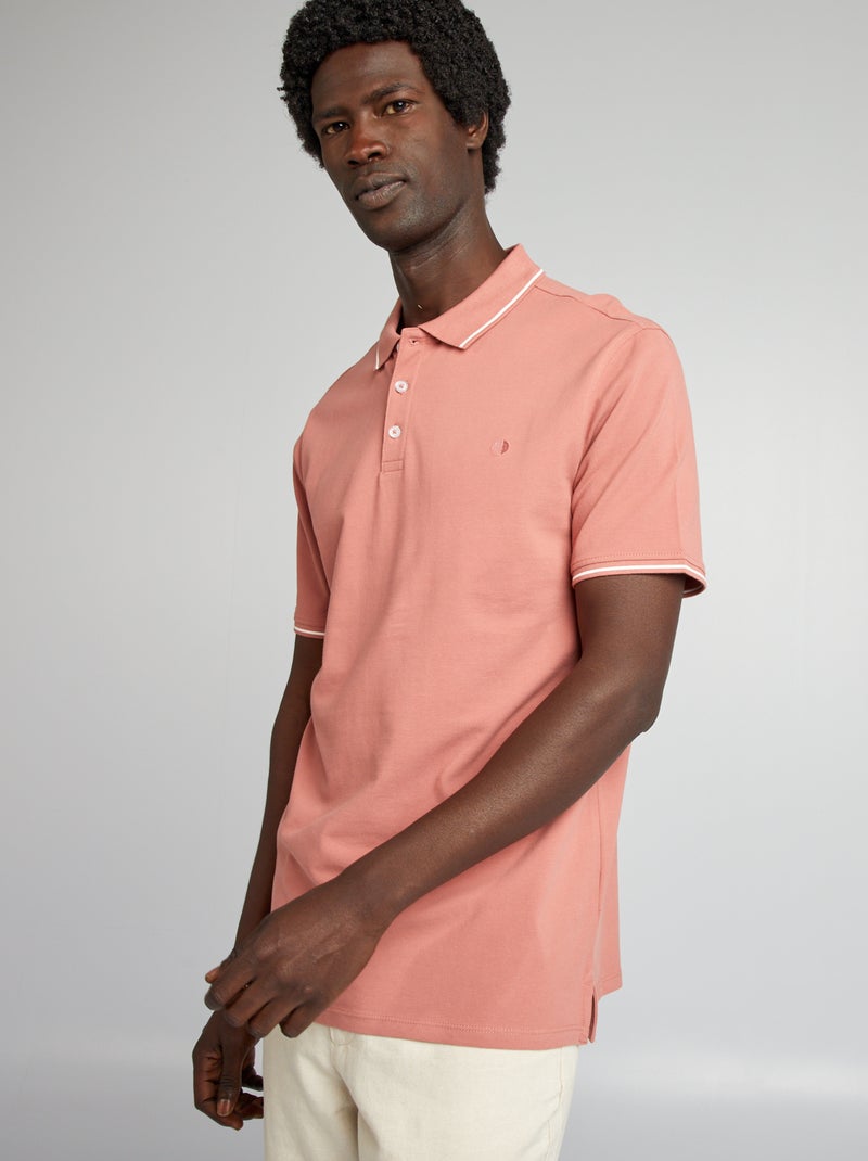 Polo de piqué de algodón con bordado en el pecho ROSA - Kiabi