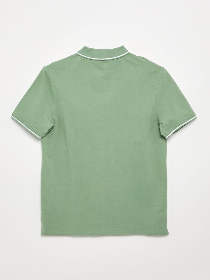 Polo de piqué de algodón con bordado en el pecho Verde - Kiabi