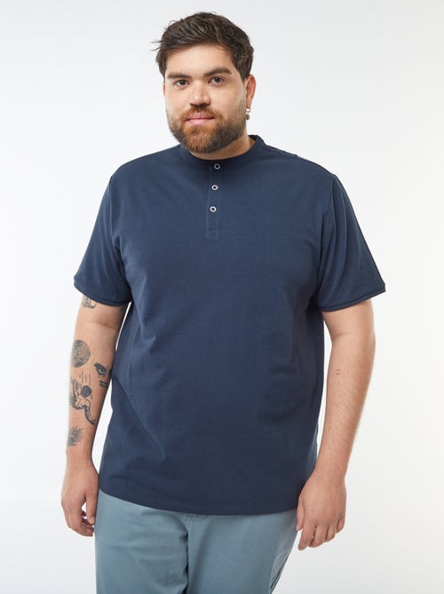 Polo de piqué de algodón con cuello panadero - Kiabi