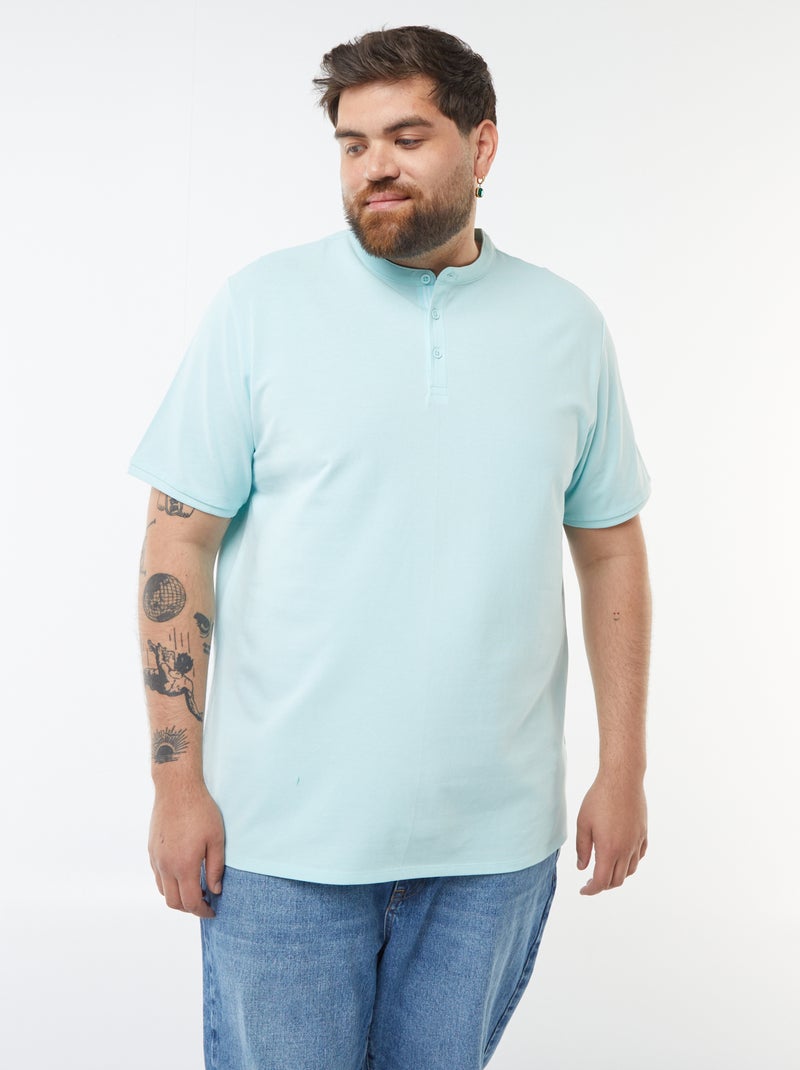 Polo de piqué de algodón con cuello panadero Azul - Kiabi