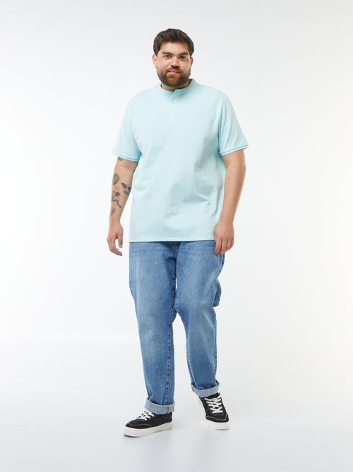 Polo de piqué de algodón con cuello panadero - Kiabi