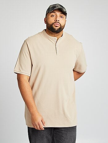 Polo de piqué de algodón con cuello panadero