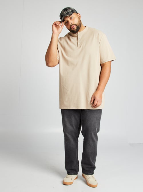 Polo de piqué de algodón con cuello panadero - Kiabi