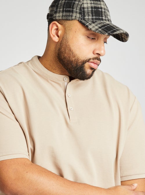 Polo de piqué de algodón con cuello panadero - Kiabi