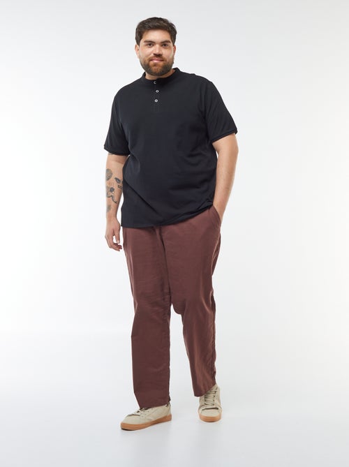 Polo de piqué de algodón con cuello panadero - Kiabi