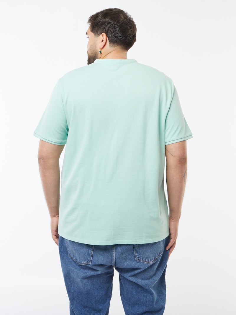 Polo de piqué de algodón con cuello panadero Verde - Kiabi