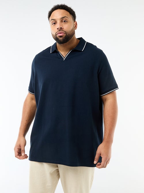 Polo de piqué de algodón con cuello polo sin botones - Kiabi