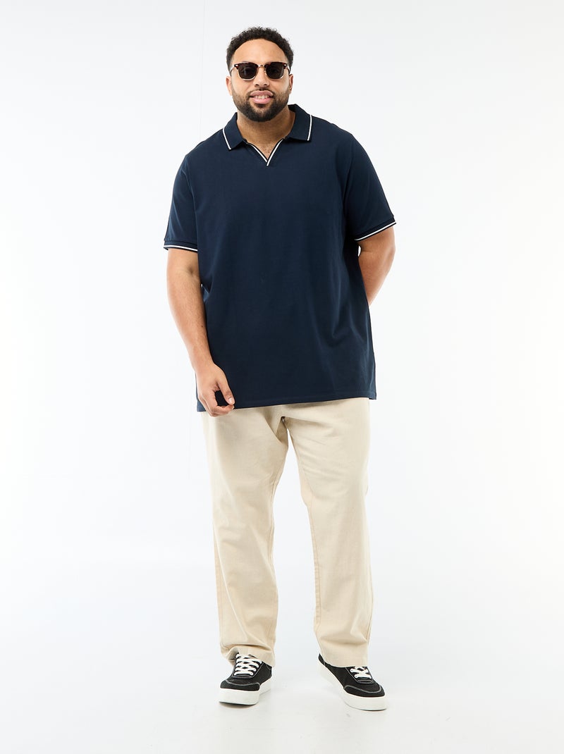 Polo de piqué de algodón con cuello polo sin botones Azul - Kiabi