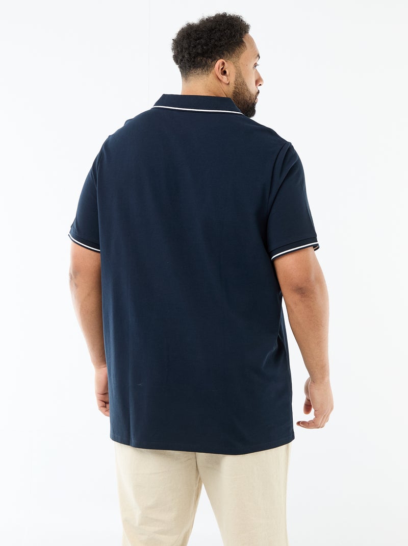 Polo de piqué de algodón con cuello polo sin botones Azul - Kiabi