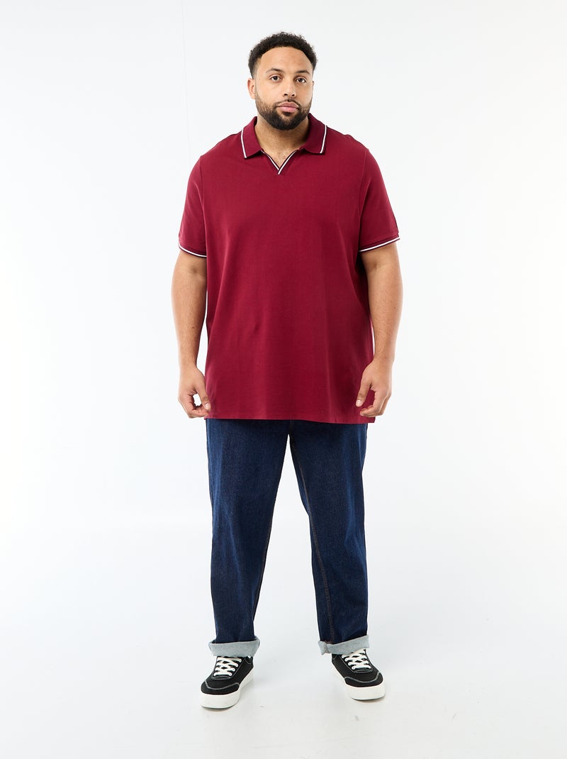 Polo de piqué de algodón con cuello polo sin botones Rojo - Kiabi