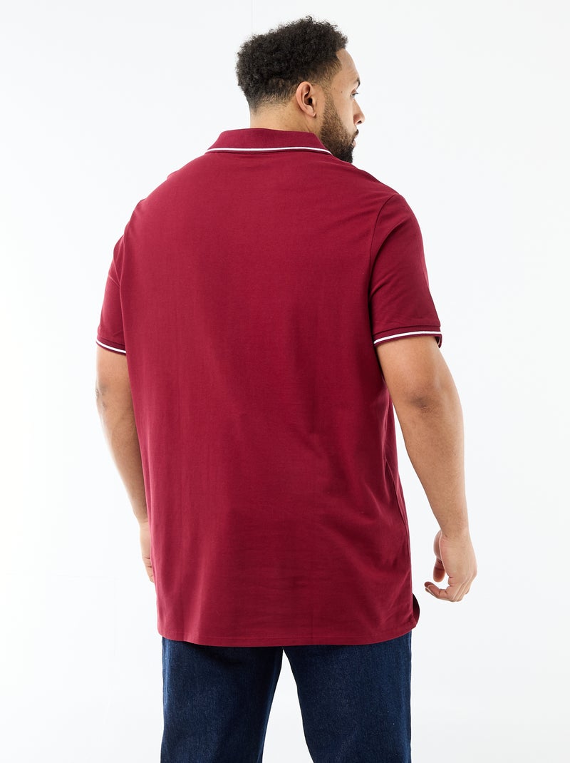 Polo de piqué de algodón con cuello polo sin botones Rojo - Kiabi