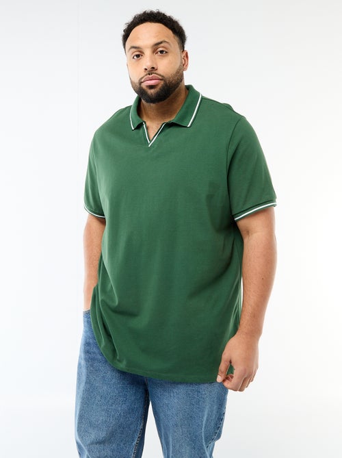 Polo de piqué de algodón con cuello polo sin botones - Kiabi Polo de piqué de algodón con cuello polo sin botones - Kiabi