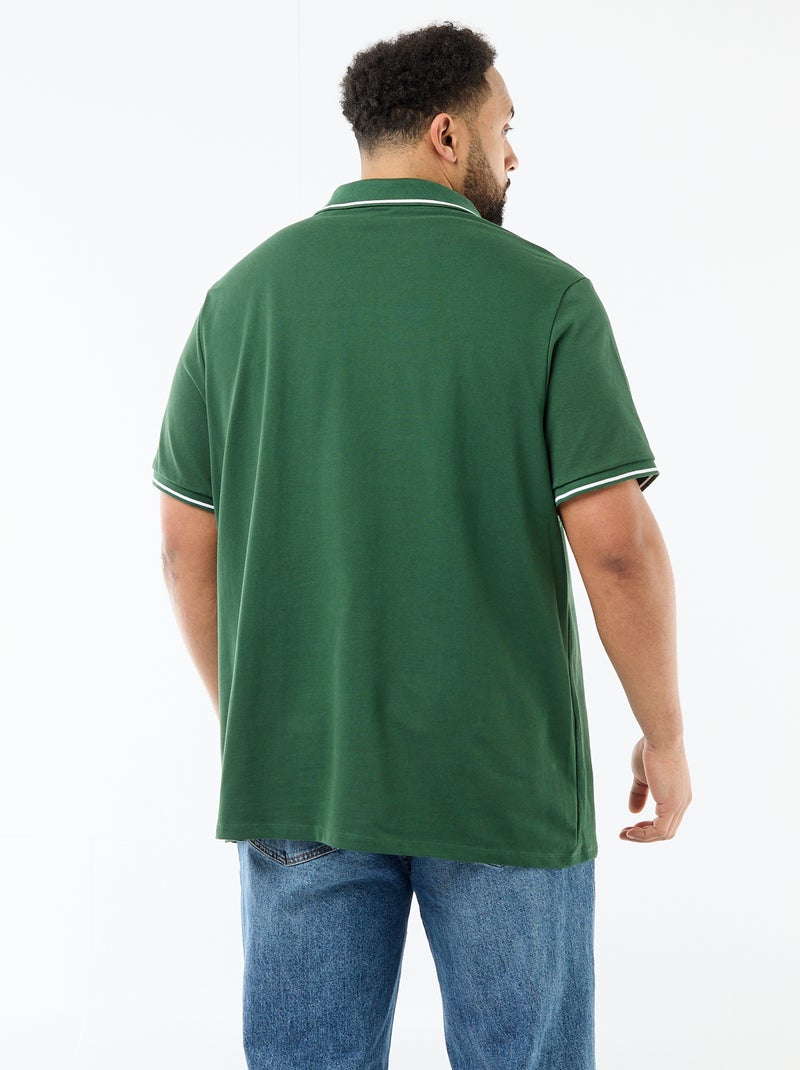 Polo de piqué de algodón con cuello polo sin botones Verde - Kiabi