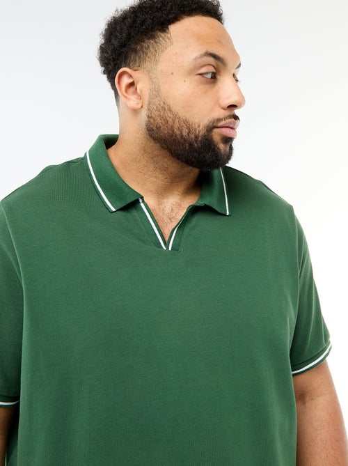 Polo de piqué de algodón con cuello polo sin botones - Kiabi