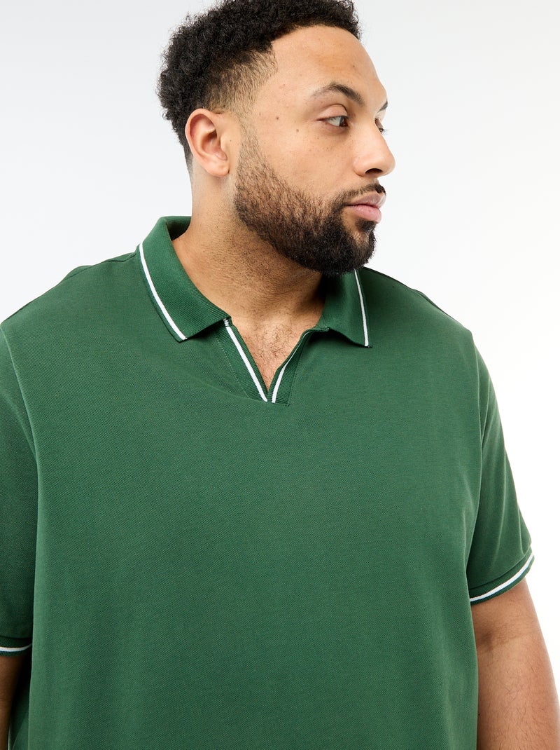Polo de piqué de algodón con cuello polo sin botones Verde - Kiabi