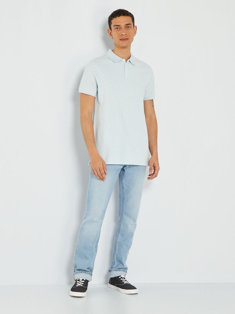 Polo de piqué de algodón con estampado AZUL - Kiabi