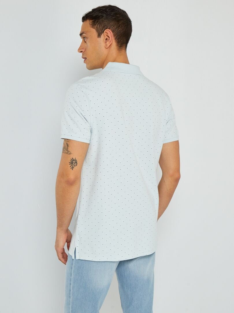 Polo de piqué de algodón con estampado AZUL - Kiabi