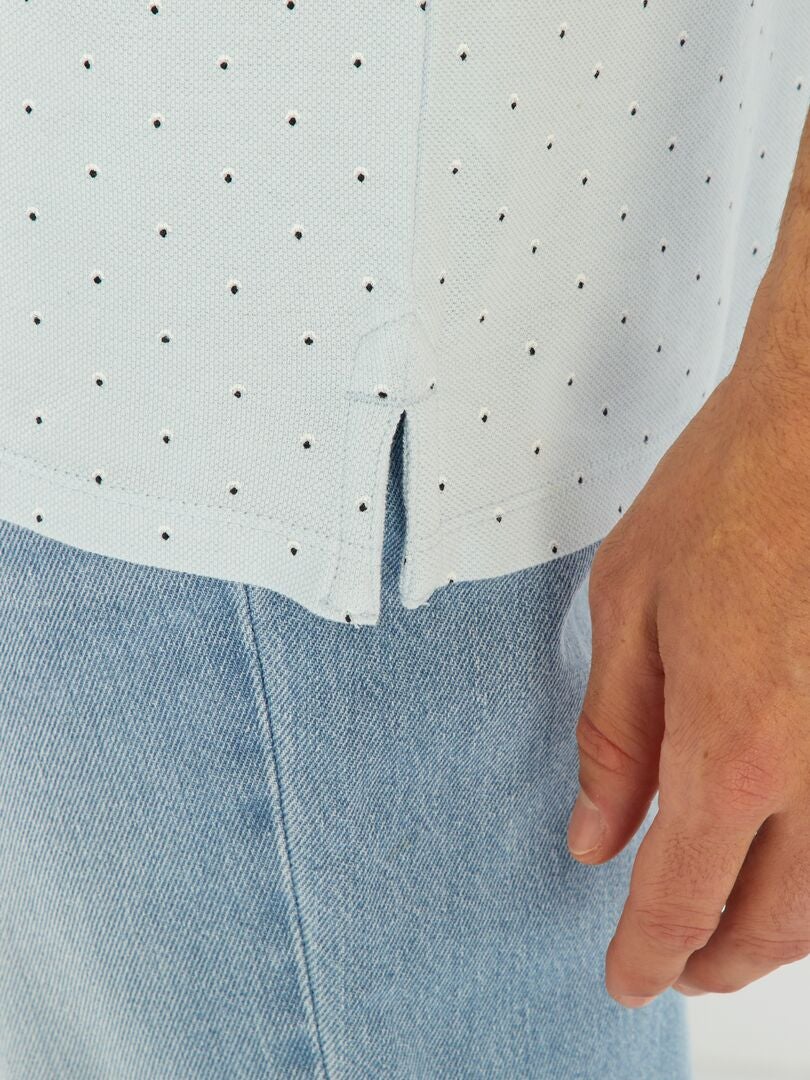 Polo de piqué de algodón con estampado AZUL - Kiabi