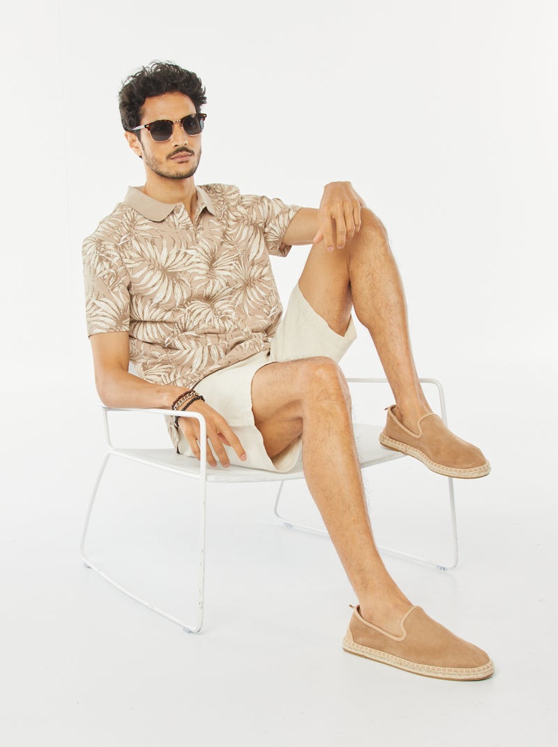 Polo de piqué de algodón con estampado BEIGE - Kiabi