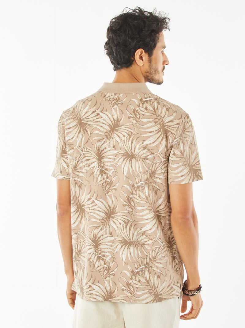 Polo de piqué de algodón con estampado BEIGE - Kiabi