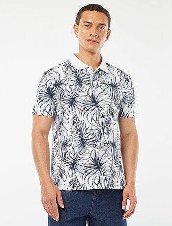 Polo de piqué de algodón con estampado