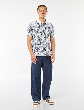Polo de piqué de algodón con estampado