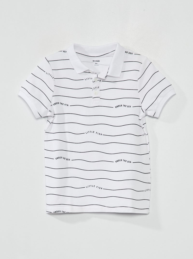 Polo de piqué de algodón con estampado BLANCO - Kiabi