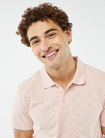 Polo de piqué de algodón con estampado